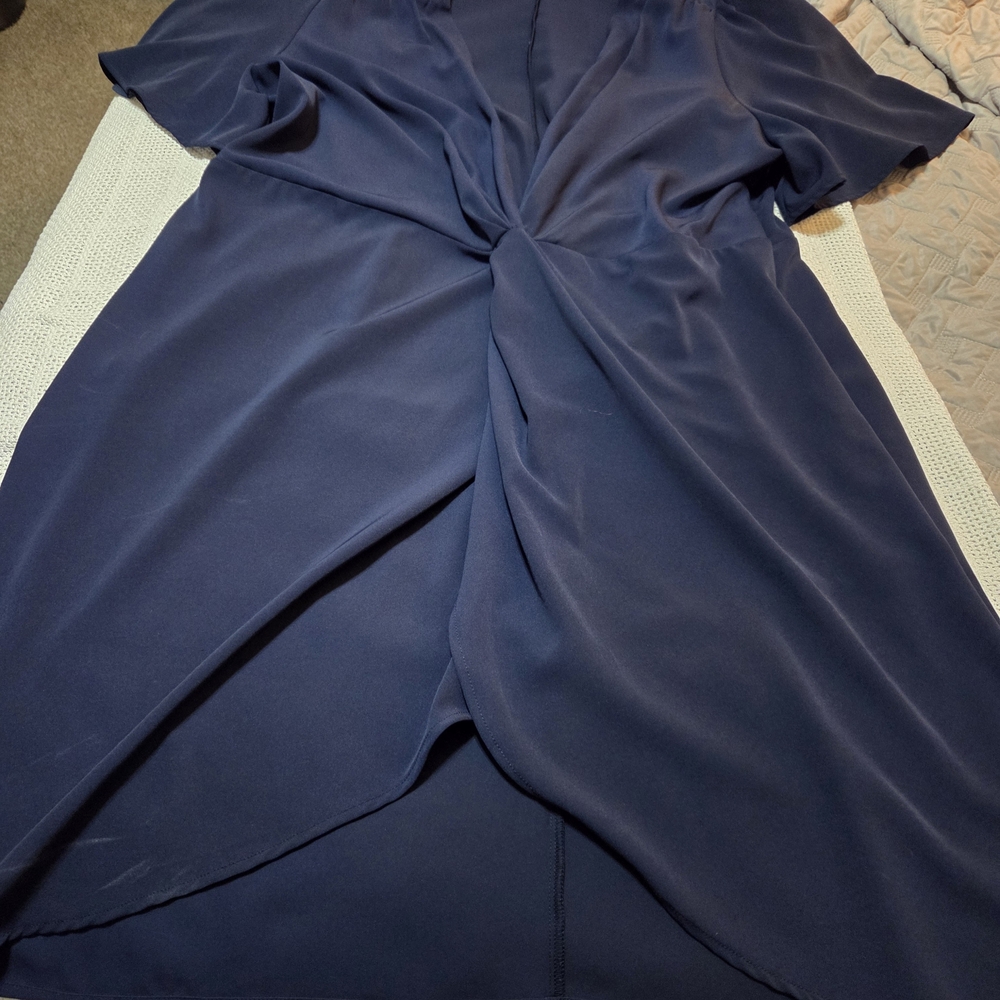 Tulip Twist Front Navy Blue Dress
